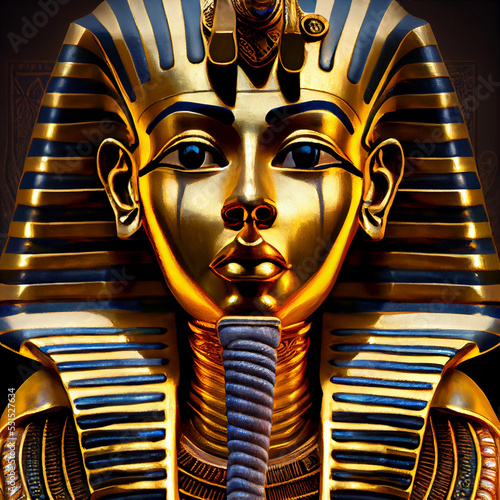 Murais de parede Isolated egyptian pharaoh Tutankhamun's funeral mask on black background
