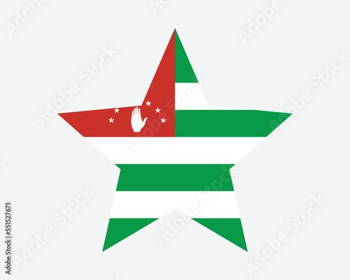 Abkhazia Star Flag. Abkhaz Abkhazian Five Point Star Shape Flag. Republic of Abkhazia Banner Icon Symbol Vector Flat Artwork Graphic Illustration