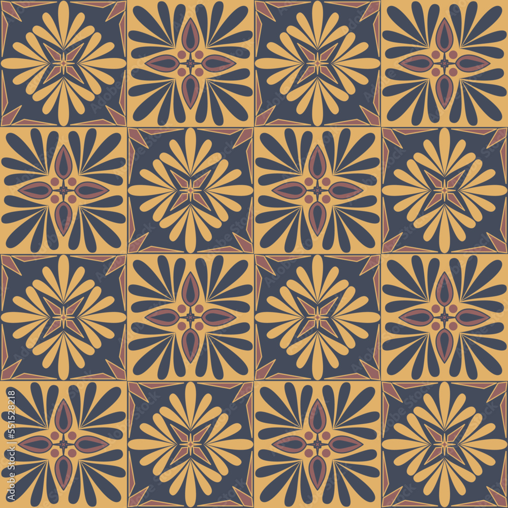 Fototapeta premium Dark stylish ceramic tile, square seamless pattern ceramic tile vector illustration