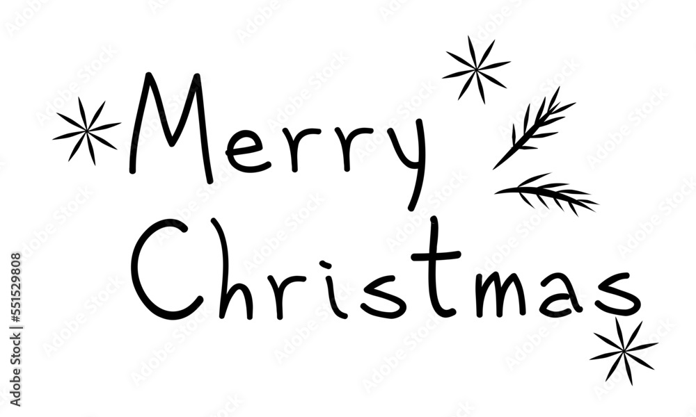 merry christmas red hand lettering inscription for winter holiday design, calligraphy vector illustration