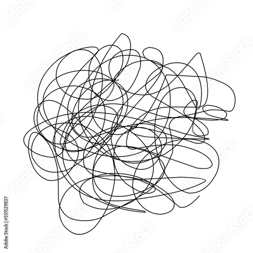 Hand drawn doodle abstract tangled scribble. Vector random chaotic lines.