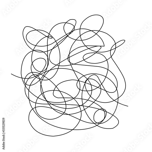 Hand drawn doodle abstract tangled scribble. Vector random chaotic lines.