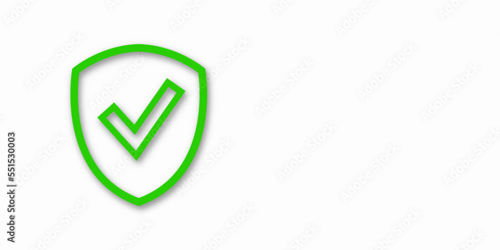 Banner shield check mark icon. Place for your text. Cope space. Vector illustration Banner shield check mark icon. Place for your text. Cope space. Vector illustration