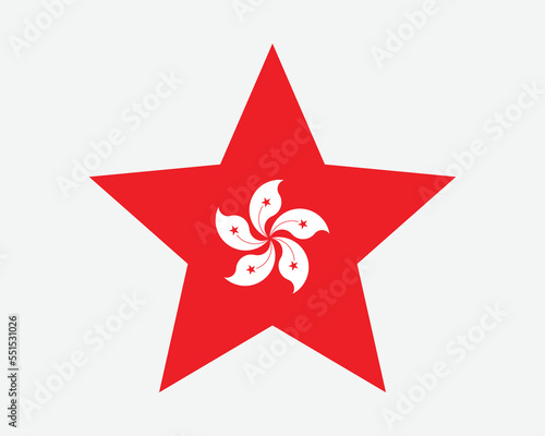 Hong Kong Star Flag. HKSAR Star Shape Flag. HK SAR Country National Banner Icon Symbol Vector Flat Artwork Graphic Illustration