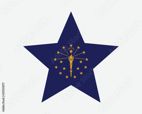Indiana Star Flag. IN USA Five Point Star Shape State Flag. Hoosier Indianan US Banner Icon Symbol Vector Flat Artwork Graphic Illustration photo
