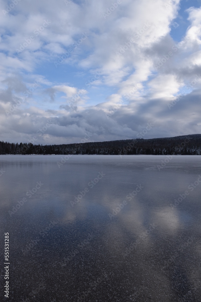 Fototapeta premium First ice on the lake, Sainte-Apolline, Québec, Canada