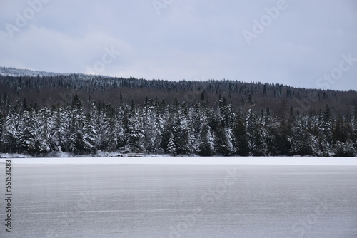 First ice on the lake, Sainte-Apolline, Québec, Canada