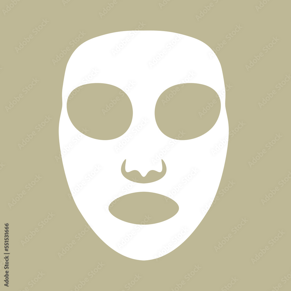 Cosmetic face care, white face mask, vector isolated on green background. Cosmetic face care, white face mask, vector isolated on green background.