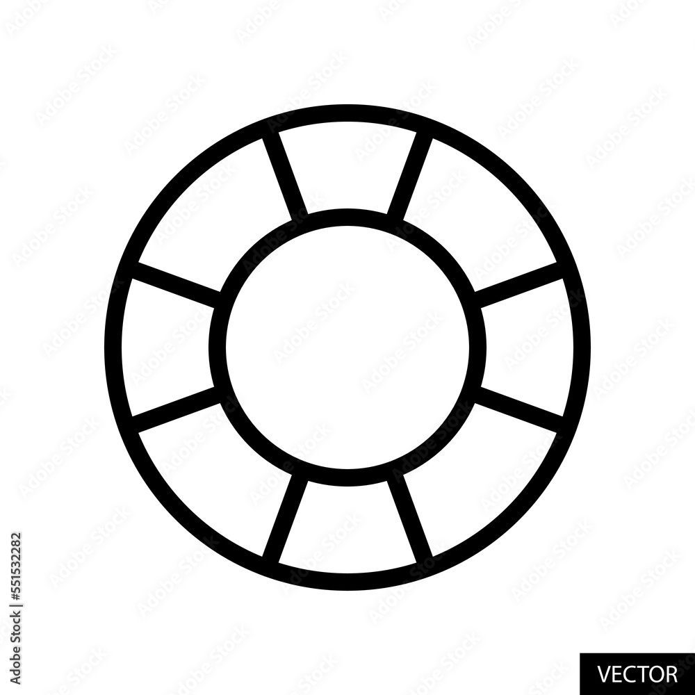 Swim ring, Swimming ring, Life buoy vector icon in line style design for website design, app, UI, isolated on white background. Editable stroke. Vector illustration. Swim ring, Swimming ring, Life buoy vector icon in line style design for website design, app, UI, isolated on white background. Editable stroke. Vector illustration.