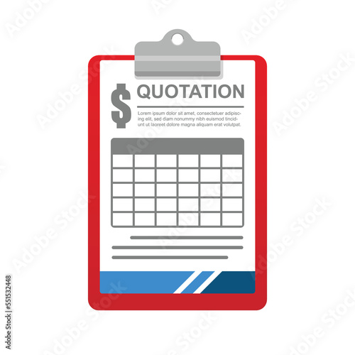 Quotation paper icon isolated on white background vector illustration.