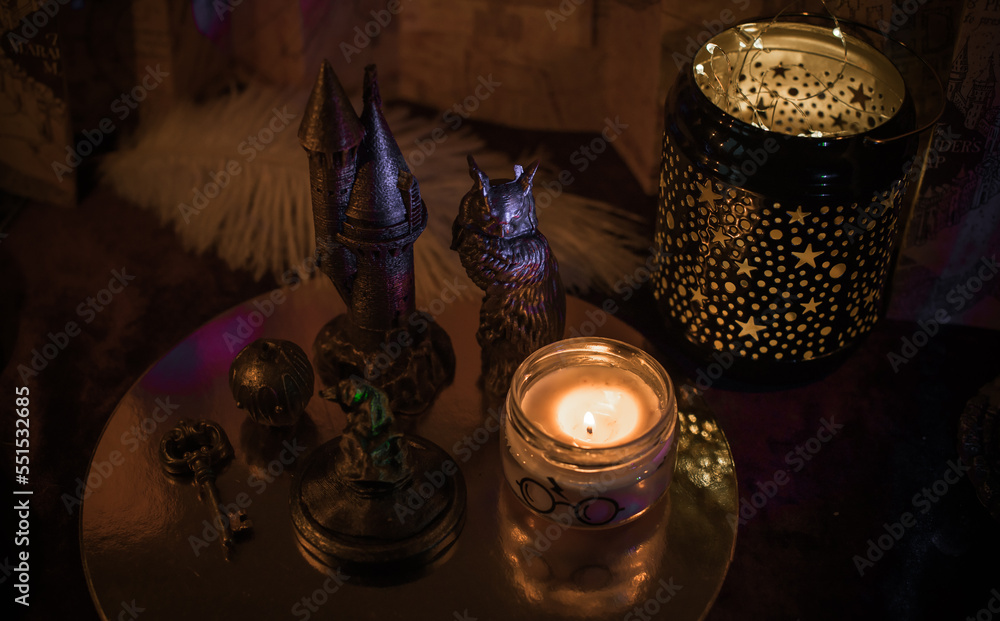 Illustration for occultism concept. Magical attribute, witchcraft concept, Candle fire, Spells and other rite Illustration for occultism concept. Magical attribute, witchcraft concept, Candle fire, Spells and other rite