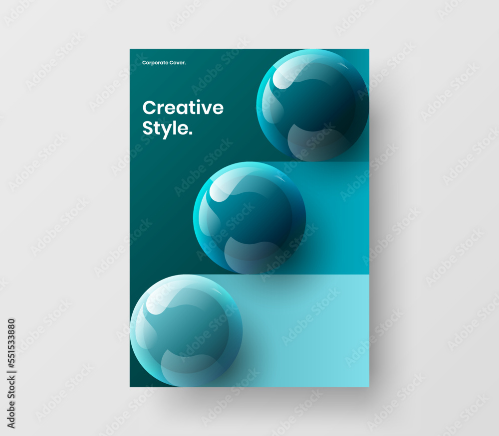 Original leaflet A4 vector design layout. Geometric 3D spheres annual report illustration. Original leaflet A4 vector design layout. Geometric 3D spheres annual report illustration.