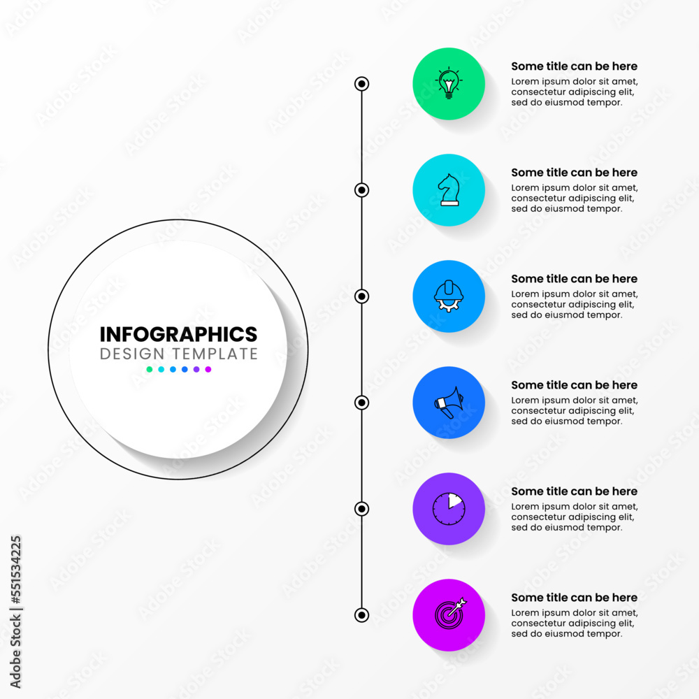 Infographic template. Vertical line with 6 circles. Vector Stock Vector ...