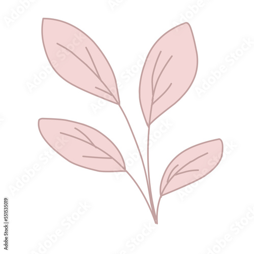 Pink leaf ornament decorations for wedding invitation 