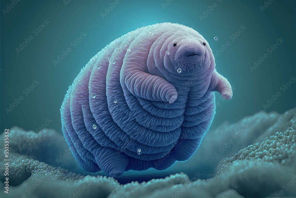 magnified Tardigrade, also known as a Water Bear. This phylum of micro