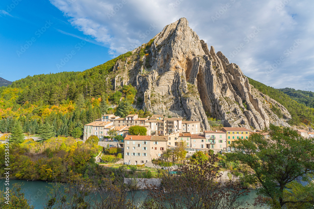 Panorama of the Rocher de la Baume around the town of Sisteron in the Alpes-de-Haute-Provence department