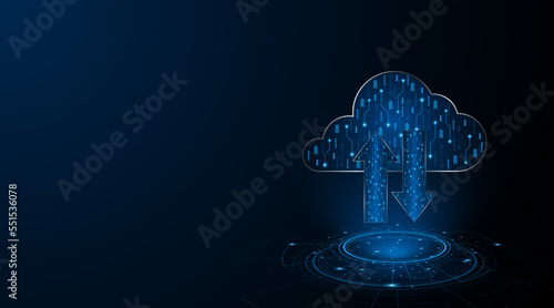 Abstract cloud technology circuit board. modern cloud data storage or exchange technology innovation concept background
