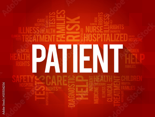 Patient word cloud collage, health concept background