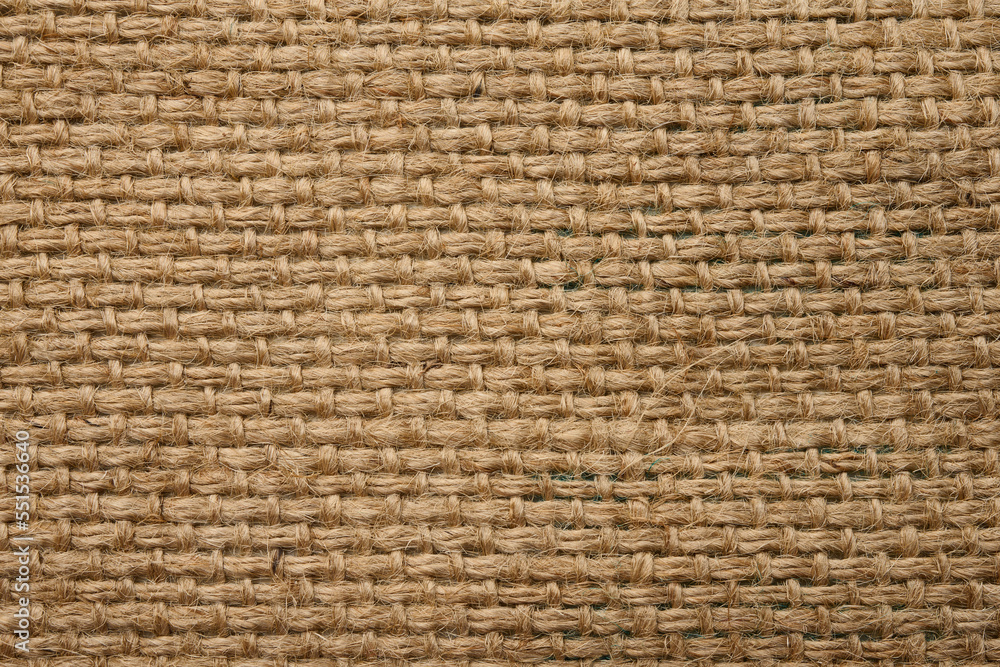 Texture of brown burlap, rough fabric with fibers for bags, macro Texture of brown burlap, rough fabric with fibers for bags, macro