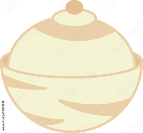 Bowl for miso soup. Doodle color bowl for miso soup. Cartoon vector illustration.