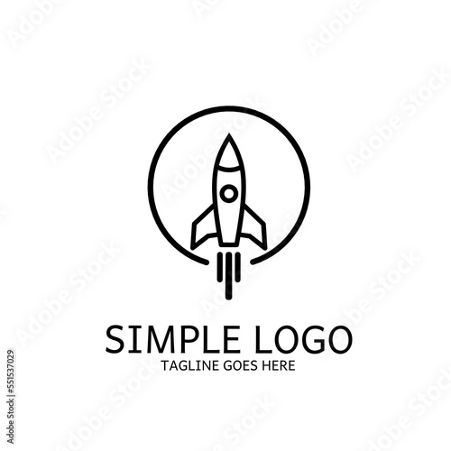 rocket launch logo with line art design style, simple, minimalism