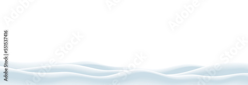 Christmas winter vector  of empty snowbanks field. Snow landscape, frozen hills, and snowdrifts decoration isolated on a transparent background