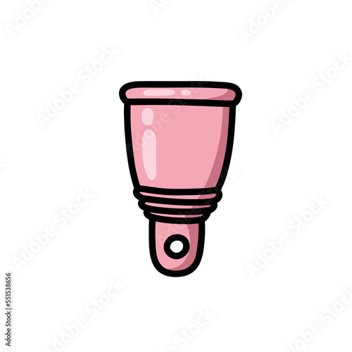menstrual cup doodle icon, vector color line illustration