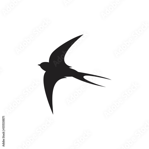 Swallow silhouette. Isolated on white background