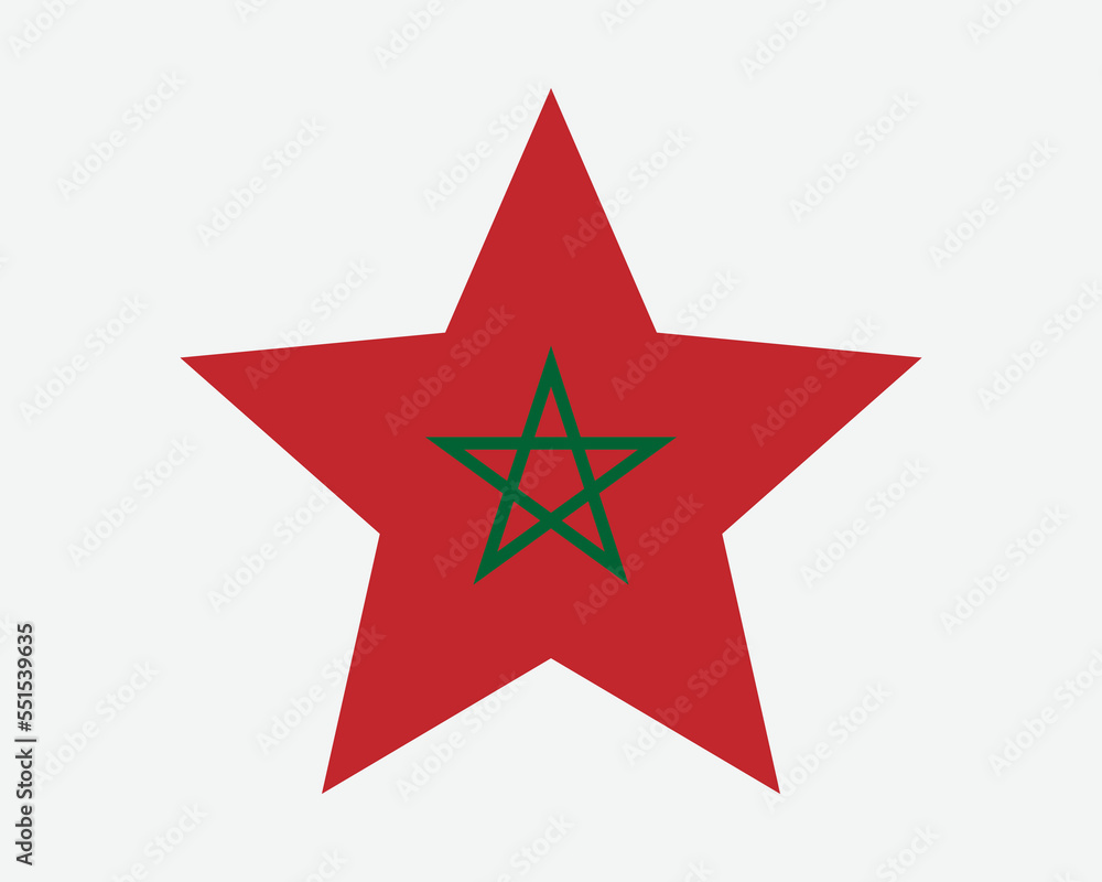 Morocco Star Flag. Moroccan Star Shape Flag. Kingdom of Morocco Country National Banner Icon Symbol Vector Flat Artwork Graphic Illustration Morocco Star Flag. Moroccan Star Shape Flag. Kingdom of Morocco Country National Banner Icon Symbol Vector Flat Artwork Graphic Illustration