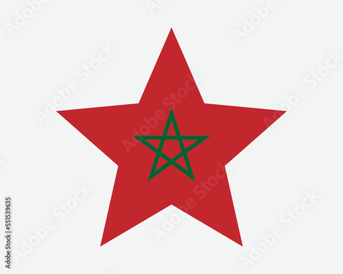 Morocco Star Flag. Moroccan Star Shape Flag. Kingdom of Morocco Country National Banner Icon Symbol Vector Flat Artwork Graphic Illustration