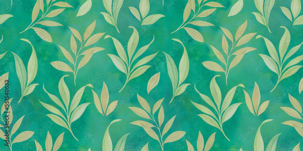 Leaves watercolor seamless pattern. abstract botanical background Leaves watercolor seamless pattern. abstract botanical background