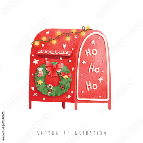 Christmas mailbox, Christmas vector illustration
