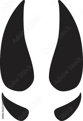 Reindeer Track on white background. Footprint Floor. Deer and moose tracks black silhouette. flat style.