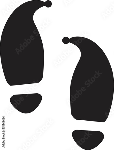 Elf Shoe Print on white background. Footprint Floor. Holiday Season footsteps. flat style.