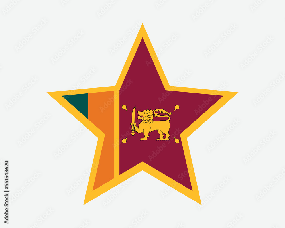 Sri Lanka Star Flag. Sri Lankan Star Shape Flag. Ceylon Country National Banner Icon Symbol Vector Flat Artwork Graphic Illustration Sri Lanka Star Flag. Sri Lankan Star Shape Flag. Ceylon Country National Banner Icon Symbol Vector Flat Artwork Graphic Illustration