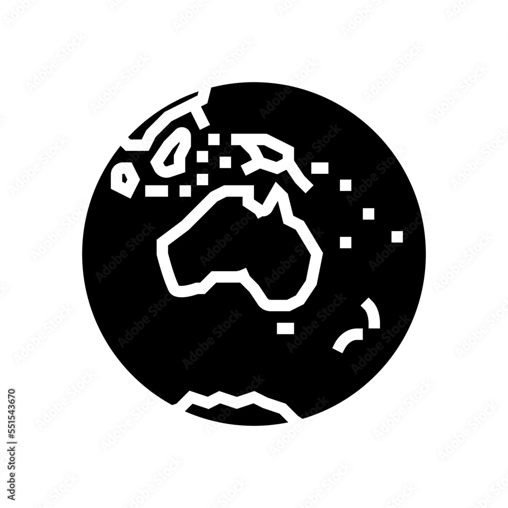 australia earth planet map glyph icon vector. australia earth planet map sign. isolated symbol illustration