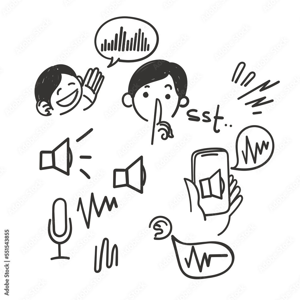 hand drawn doodle Simple Set of Voice Related illustration hand drawn doodle Simple Set of Voice Related illustration