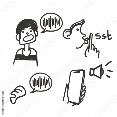 hand drawn doodle Simple Set of Voice Related illustration