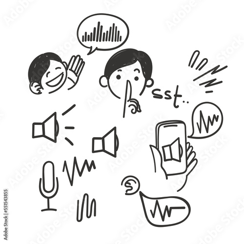hand drawn doodle Simple Set of Voice Related illustration photo
