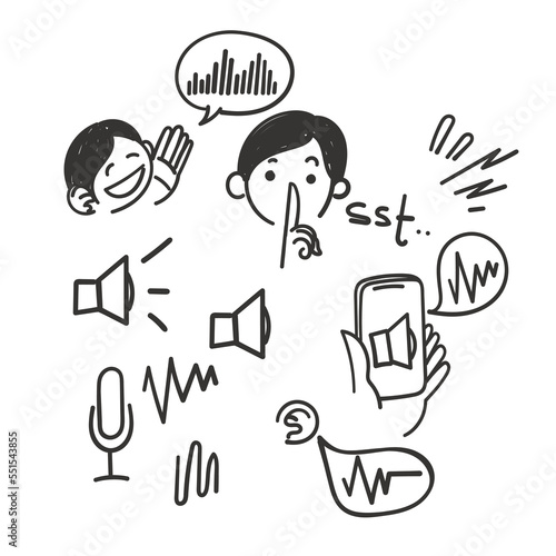 hand drawn doodle Simple Set of Voice Related illustration