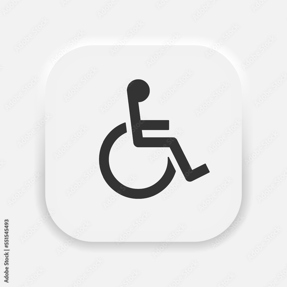 A person in a wheelchair vector icon. Disability people symbol in neumorphism style. Vector EPS 10 A person in a wheelchair vector icon. Disability people symbol in neumorphism style. Vector EPS 10