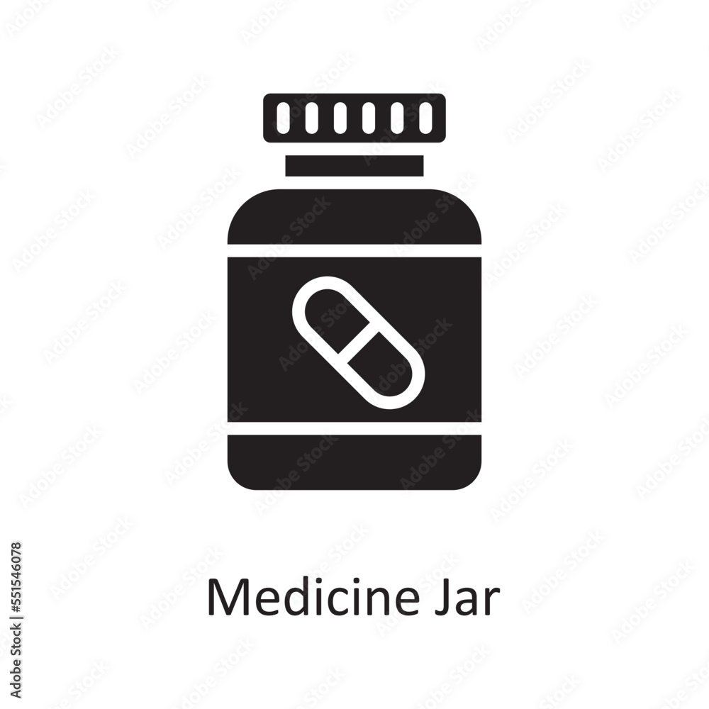Medicine Jar Vector Solid Icon Design illustration. Medical Symbol on White background EPS 10 File Medicine Jar Vector Solid Icon Design illustration. Medical Symbol on White background EPS 10 File
