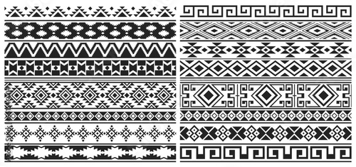 Fotografia Mexican aztec, mayan border patterns with ethnic tribal geometric ornaments