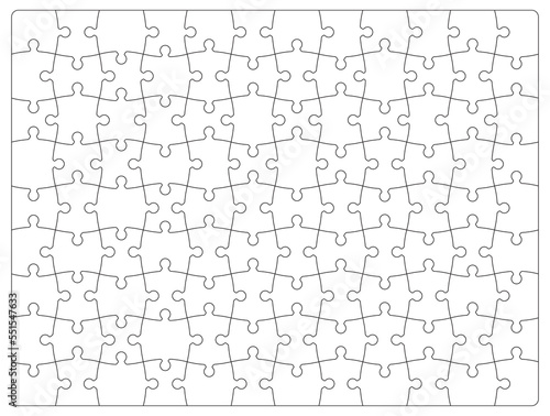 Jigsaw puzzle blank grid pattern or background. Jigsaw puzzle game vector template, parts matching quiz or riddle, intellectual challenge concept, puzzle grid background or empty backdrop