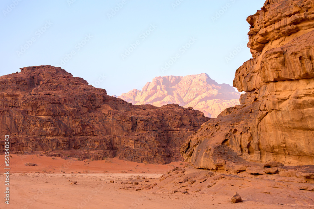 Wadi Rum Desert, Jordan. Jabal Al Qattar mountain Wadi Rum Desert, Jordan. Jabal Al Qattar mountain