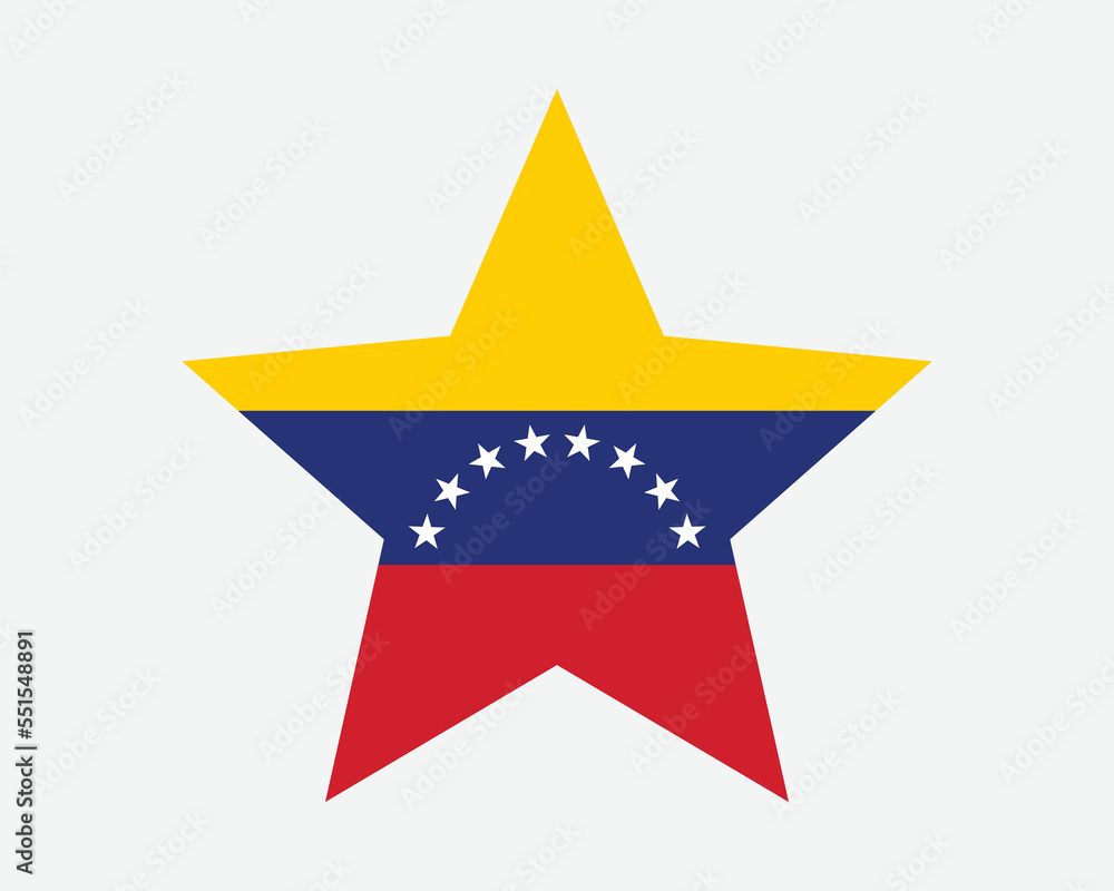 Venezuela Star Flag. Venezuelan Star Shape Flag. Country National Banner Icon Symbol Vector Flat Artwork Graphic Illustration Venezuela Star Flag. Venezuelan Star Shape Flag. Country National Banner Icon Symbol Vector Flat Artwork Graphic Illustration