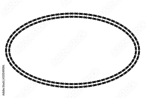 Ellipse border made of bicycle chain and tools and chain rings. Oval frame. Vector illustration