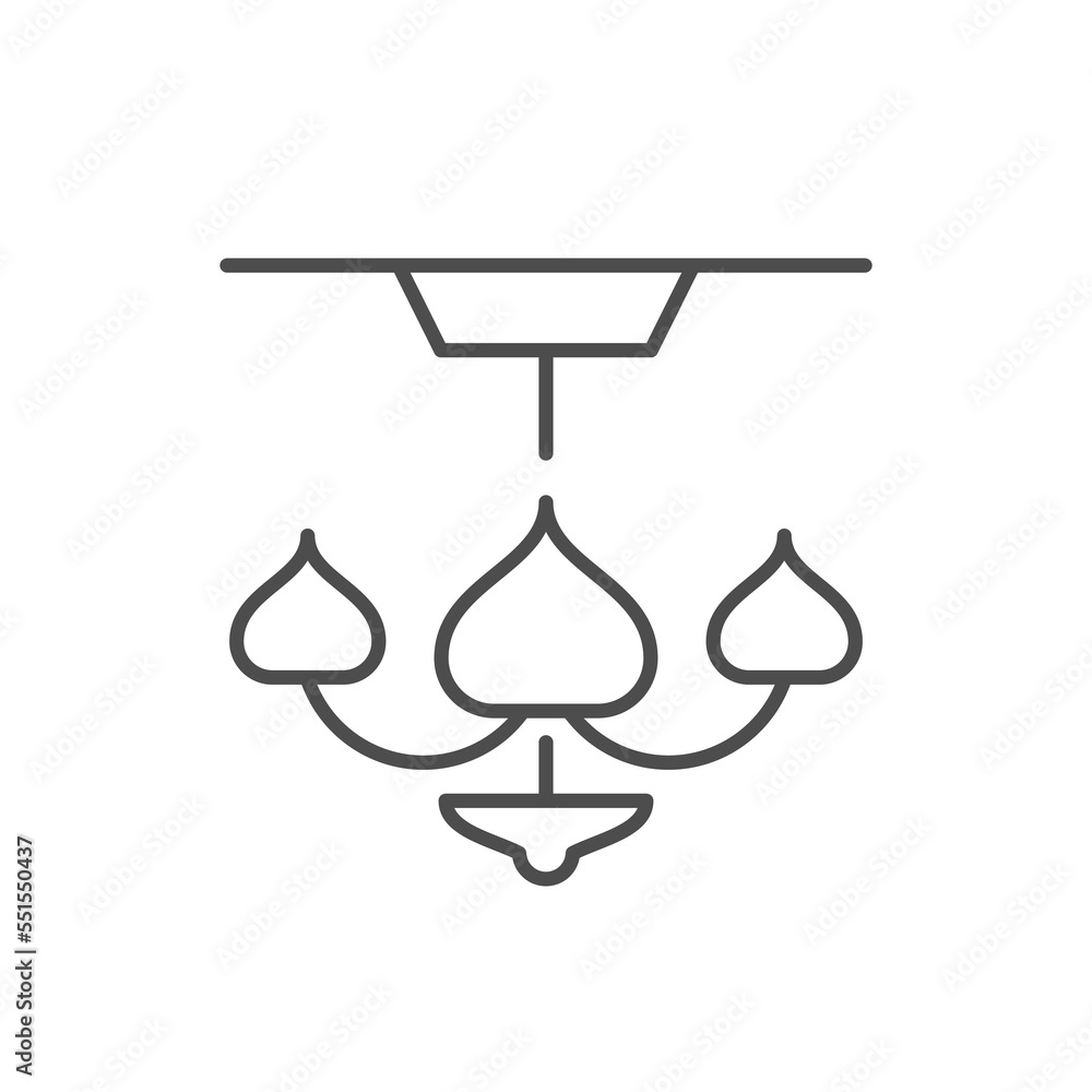 Classical chandelier line outline icon