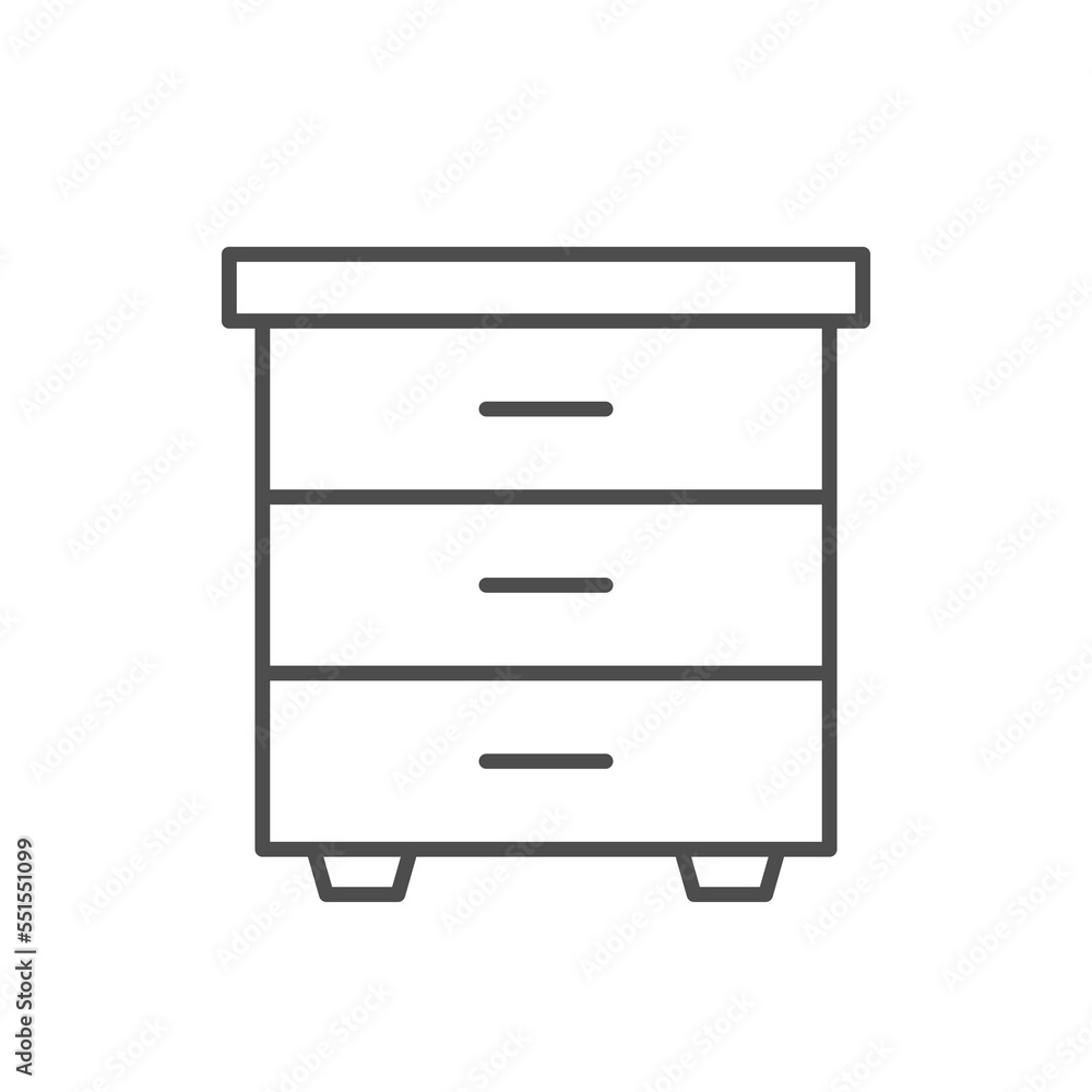 Bedside table line outline icon Bedside table line outline icon