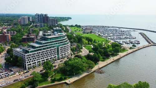 Aerial of the commercial area of Oakville, Ontario, Canada 4K